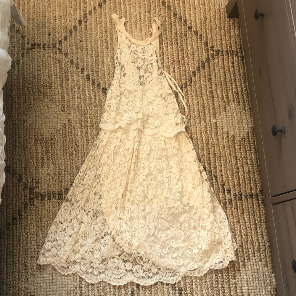 cream laced dress